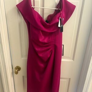 Xscape Fuchsia Off Shoulder Dress